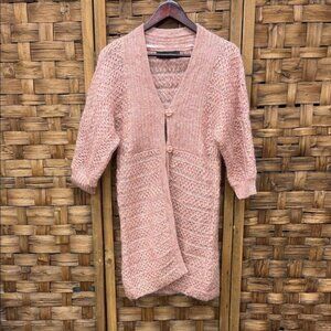Contemporaine Simons wool Cozy Pink Knit Cardigan Sweater